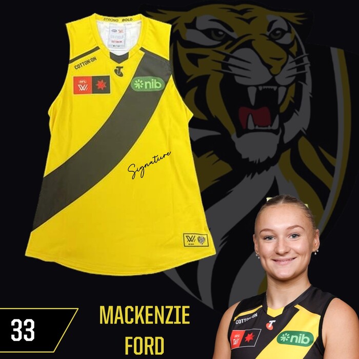 Photo of Mackenzie Ford #33 Richmond 2025 AFLW Clash Guernsey