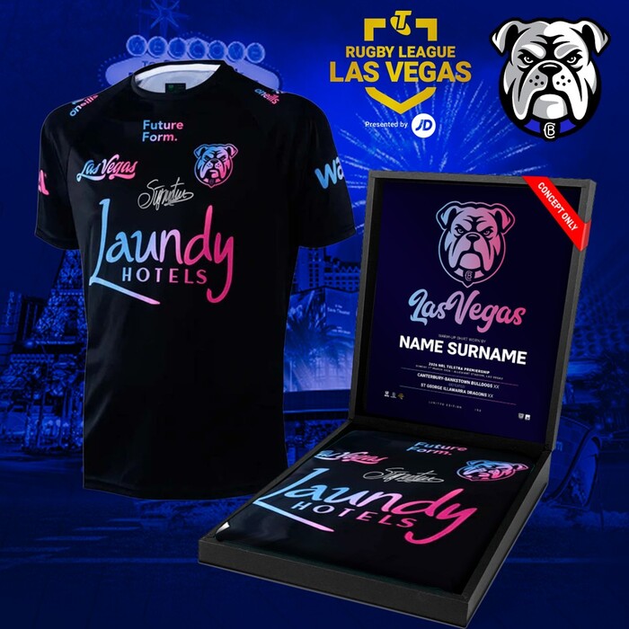 Photo of Sam Hughes 2026 Canterbury-Bankstown Bulldogs Vegas Warm Up Tee