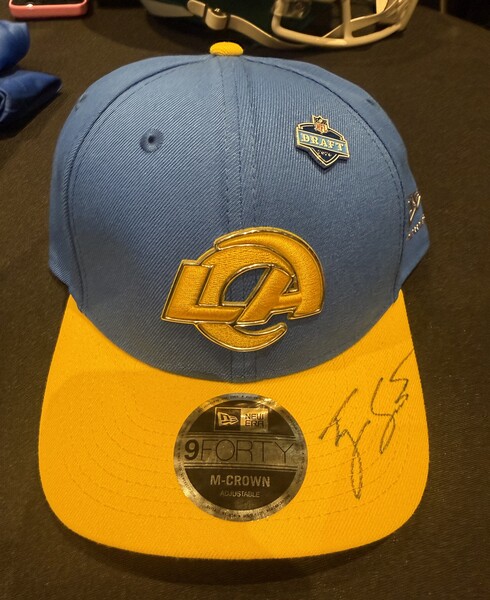 Ty Simpson  Autographed RamsDraft Hat - 1st official signed team hat aft...
