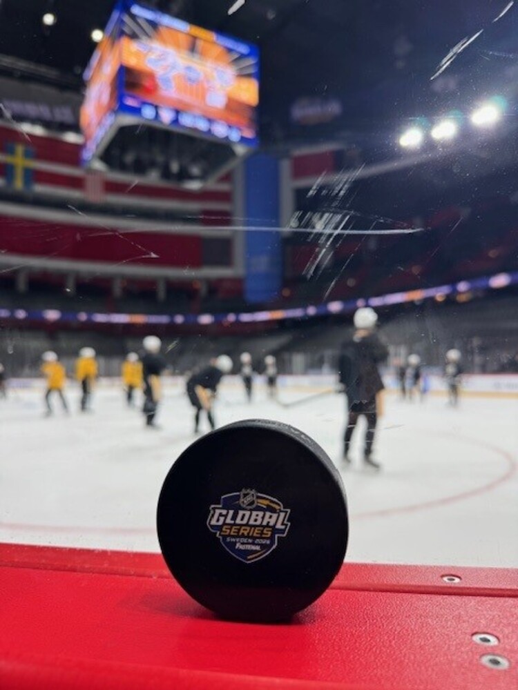 Pittsburgh Penguins Practice-Used Puck from the 2025 NHL Global Series on November 13, 2025