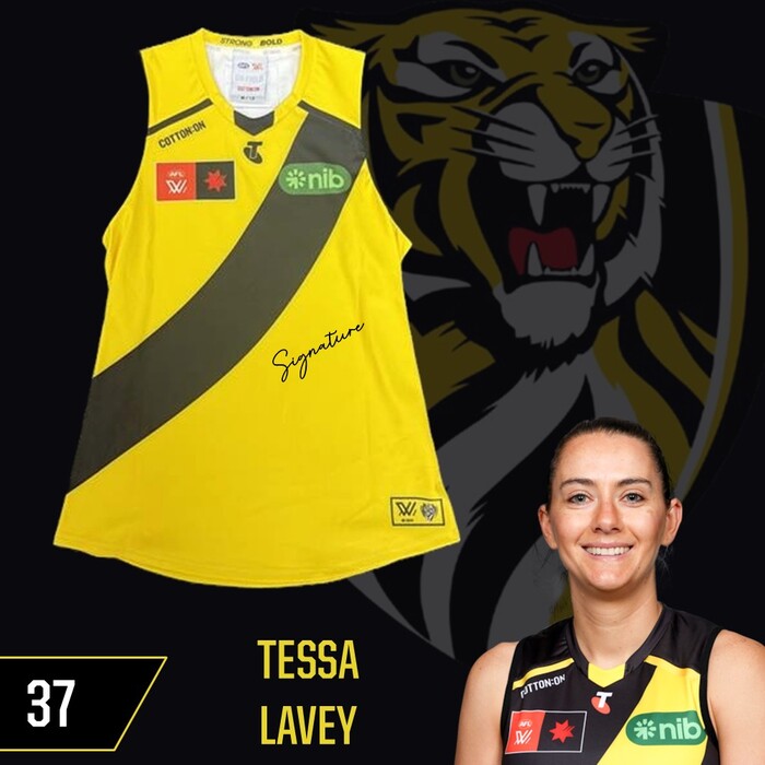 Photo of Tessa Lavey #37 Richmond 2025 AFLW Clash Guernsey