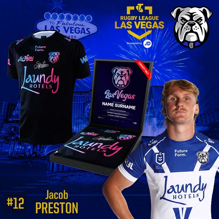 Photo of Jacob Preston 2026 Canterbury-Bankstown Bulldogs Vegas Warm Up Tee