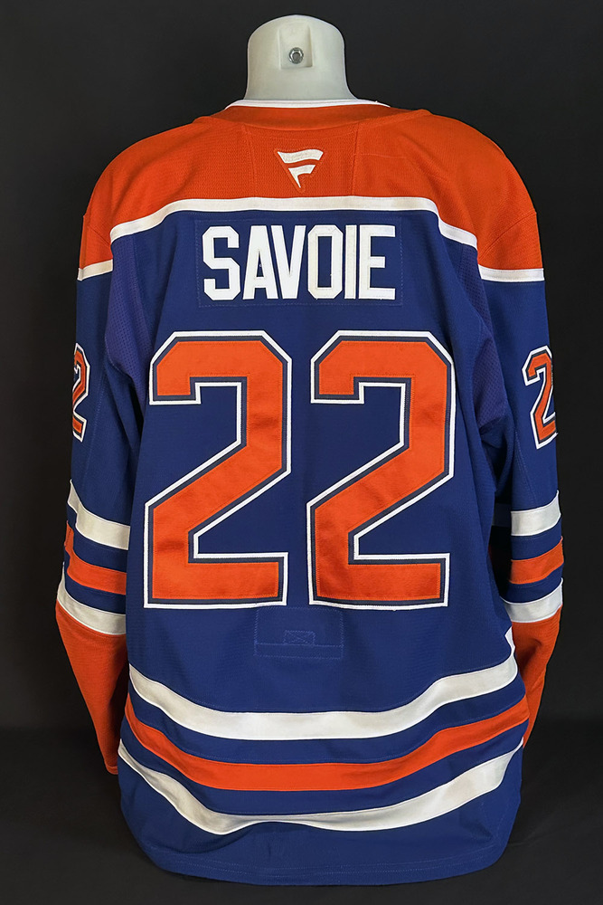Matt Savoie #22 - 2025-26 Edmonton Oilers Royal Blue Set #1 Game Worn Jersey - Worn For 9 Games Including His 1st NHL Goal!