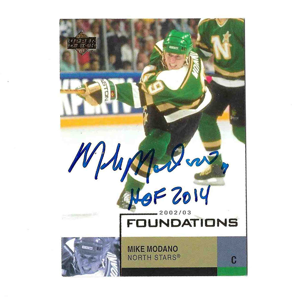 Mike Modano Autographed 2002-03 Upper Deck Foundations Hockey Card
