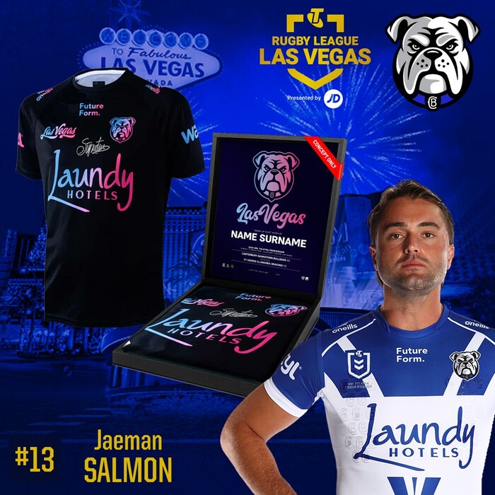 Photo of Jaeman Salmon 2026 Canterbury-Bankstown Bulldogs Vegas Warm Up Tee