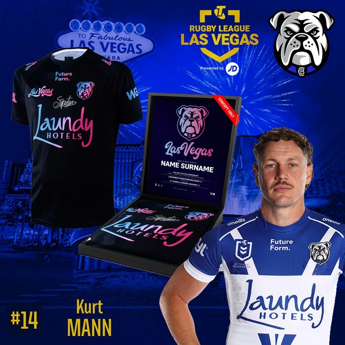 Photo of Kurt Mann 2026 Canterbury-Bankstown Bulldogs Vegas Warm Up Tee