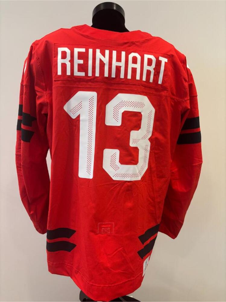 Sam Reinhart Canada Game-Used Red Jersey worn v. Switzerland on February 13, 2026, as a part of the 2026 Milano Cortina Winter Games.