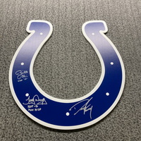 HOF - Colts Fat Head Foam Core Cut Out Signed by Dwight Freeney, Bill Po...
