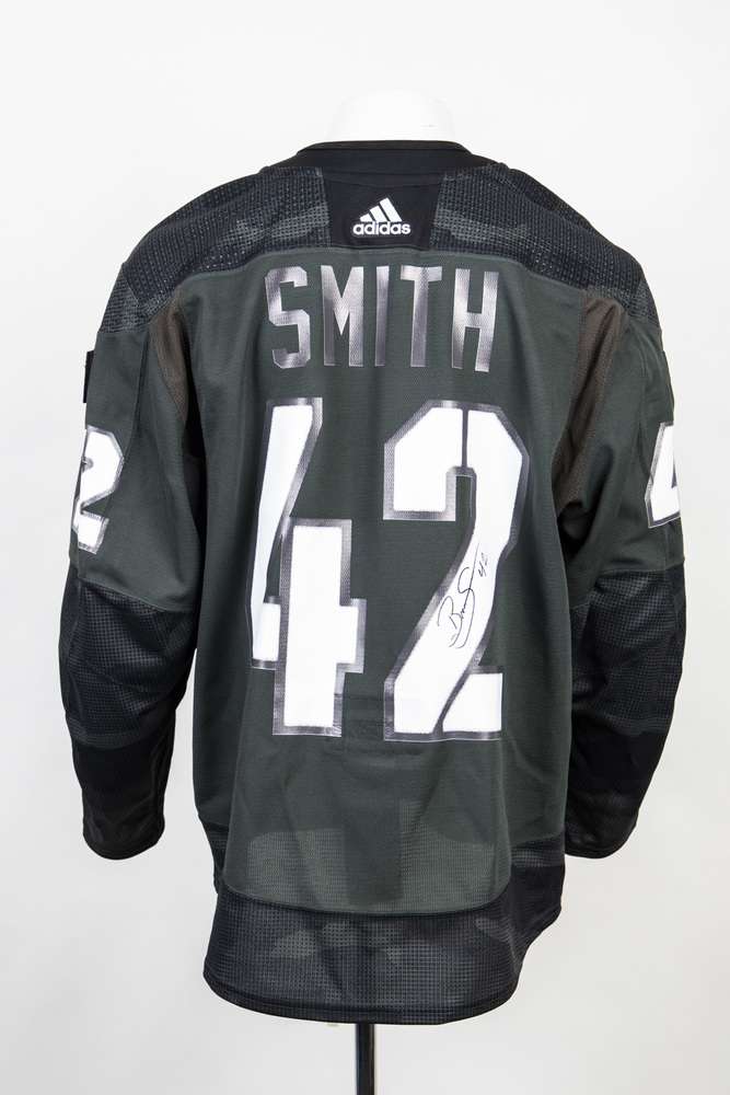 Veterans Night warm up jersey worn and signed by #42 Brendan Smith