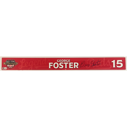 George Foster - Game-used and Autographed Locker Name Plate: 2021 Cincinnati Reds Hall of Fame Legends Game