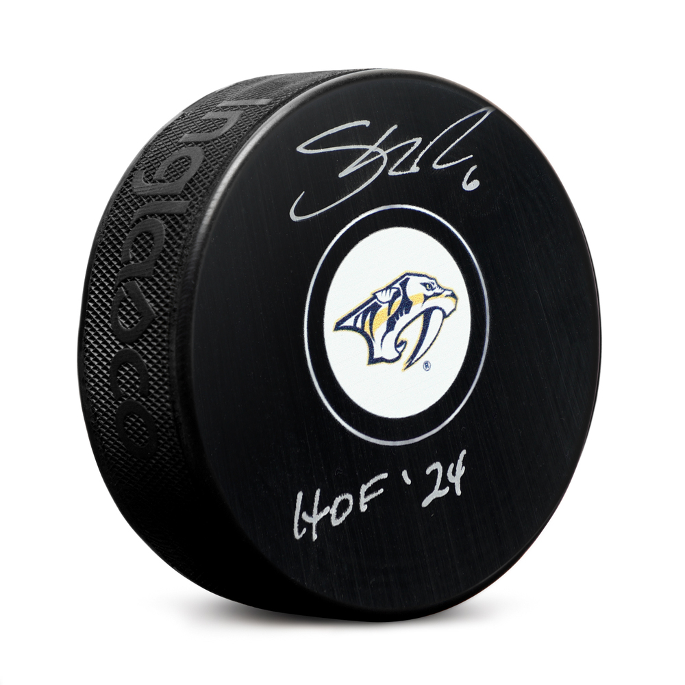 Shea Weber Autographed Nashville Predators Hockey Puck with HOF Note