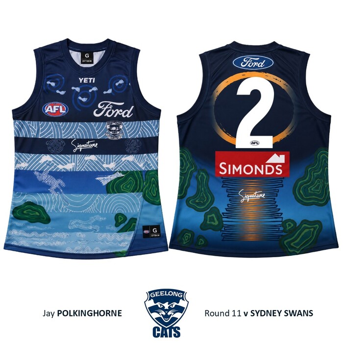 Photo of Jay Polkinghorne #2 Geelong Cats 2026 First Nations Home Guernsey