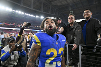 Red Cross LA Fire Relief-Rams Kyren Williams Game Worn Jersey 1.13.25 Ra...