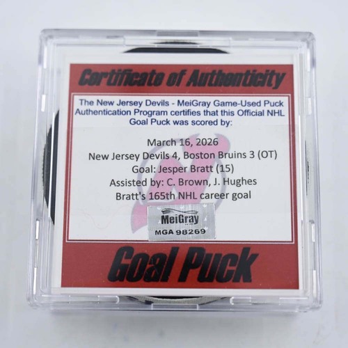 Image of Bratt, Jesper - New Jersey Devils - March 16, 2026 vs. Boston Bruins (Devils Logo)