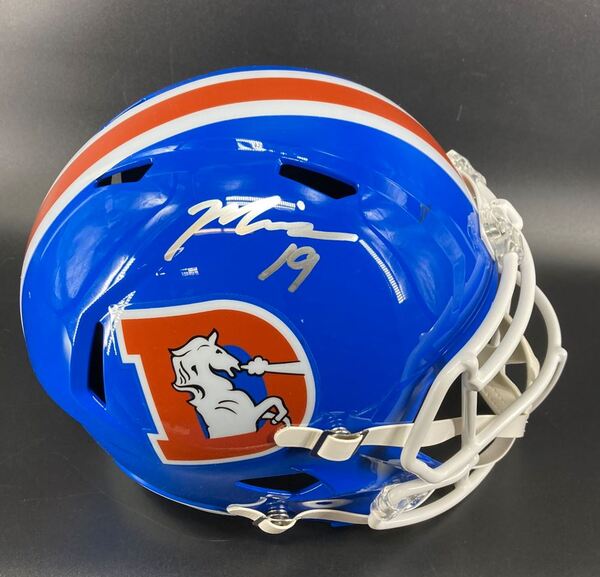 NFL - Broncos Marvin Mims Signed Throwback Replica Speed Helmet
