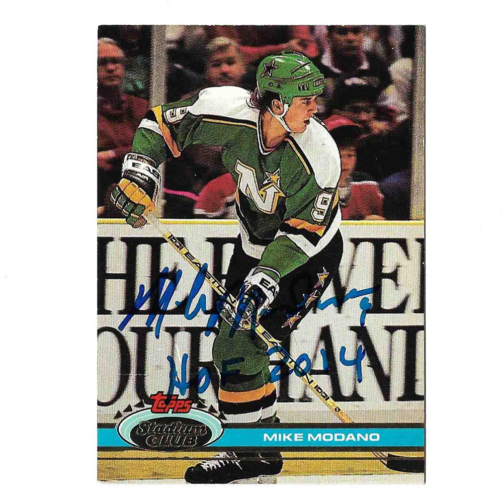 Mike Modano Autographed 1991-92 Topps Stadium Club Hockey Card