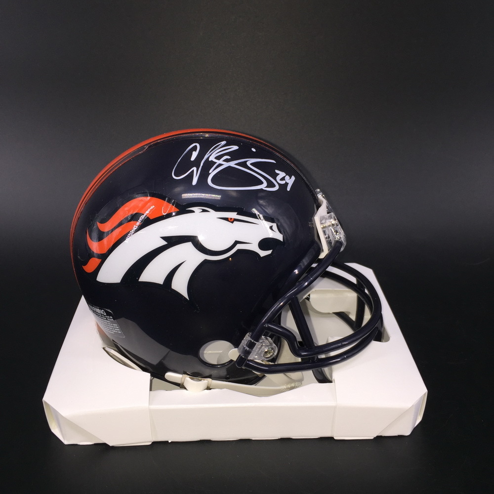 NFL Auction HOF Broncos Champ Bailey Signed Hall of Fame Mini Helmet