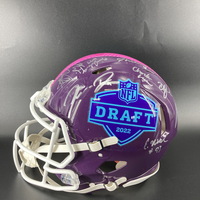 Red Cross - Multi Signed 2022 NFL Draft Helmet Including Jameson William...