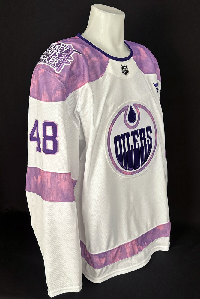 Noah Philp #48 - Autographed 2025-26 Edmonton Oilers Hockey Fights Cancer Night Ltd Edition Jersey (Autographed Only / Not Worn On Ice)