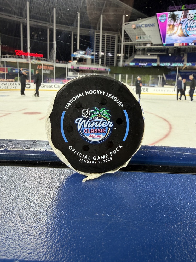Sam Reinhart Florida Panthers 2026 NHL Winter Classic Game-Used Goal Puck - Goal #4 of Game on January 2, 2026