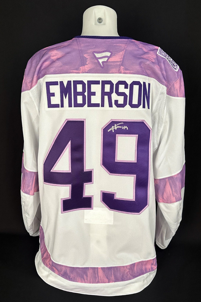 Ty Emberson #49 - Autographed 2025-26 Edmonton Oilers Hockey Fights Cancer Night Ltd Edition Jersey (Autographed Only / Not Worn On Ice)