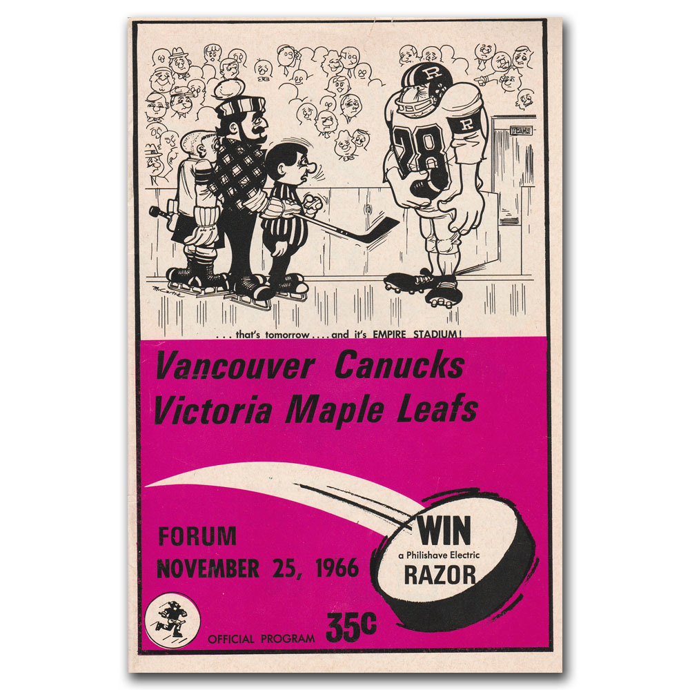 Vancouver Canucks (WHL) Program - November 25, 1966