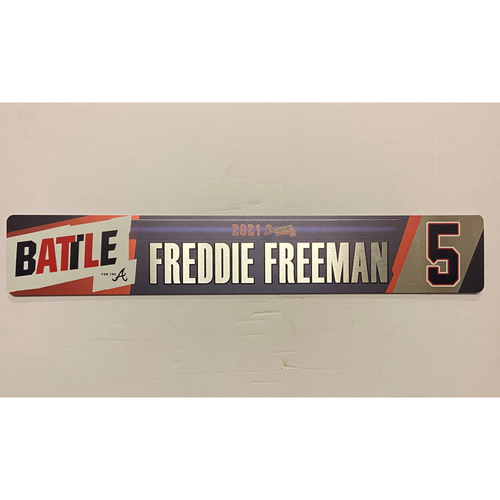 Freddie Freeman 2021 Game Used Postseason Locker Nameplate - Authenticated NLDS Game 3 and NLCS Game 1