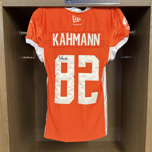 #82 Tyler Kahmann Signed Toronto Argonauts NDTR Warmup Worn Jersey (Sz XL)