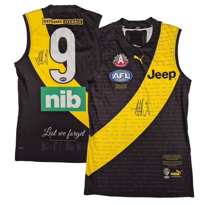 Trent Cotchin Signed Richmond 2021 ANZAC Match-Worn Guernsey