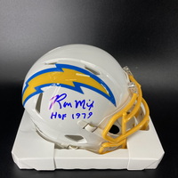 HOF - Chargers Ron Mix Signed Mini Helmet with HOF 79 Inscription