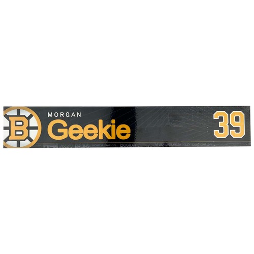 Photo of Team-Issued 2025-2026 TD Garden Locker Room Nameplate - Morgan Geekie