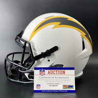 Red Cross - Chargers Isaiah Spiller signed Chargers Lunar Eclipse Helmet