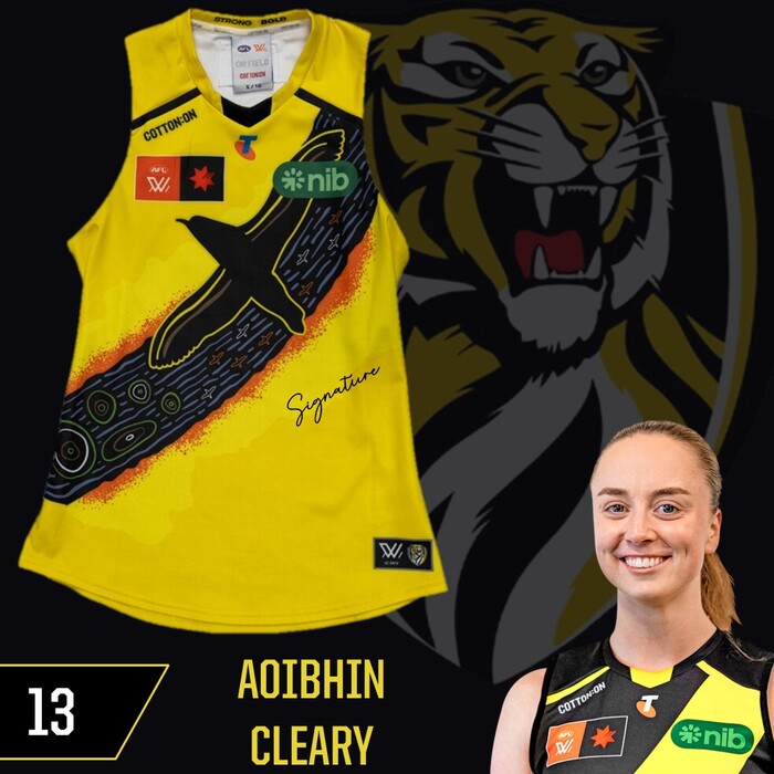Photo of Aoibhin Cleary #13 Richmond 2025 AFLW Indigenous Player-Issue Guernsey