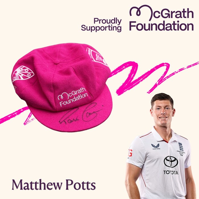 Matthew Potts Signed McGrath Foundation Baggy Pink 