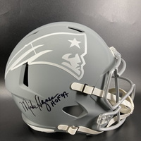 HOF - Patriots Mike Haynes Signed Replica Slate Speed Helmet with HOF 97...