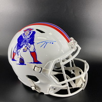 NFL - Patriots Ja'Lynn Polk Signed Throwback Replica Helmet
