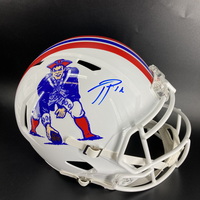 NFL - Patriots Ja'Lynn Polk Signed Throwback Replica Helmet
