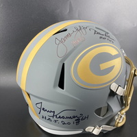 HOF - Packers Multi Signed Replica Slate Speed Helmet Signed by Jerry Kr...
