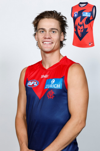 Photo of 2025 Melbourne Demons Red Flamehead Guernsey - Trent Rivers #24