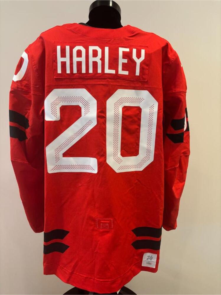 Thomas Harley Canada Game-Used Red Jersey worn v. Switzerland on February 13, 2026, as a part of the 2026 Milano Cortina Winter Games.