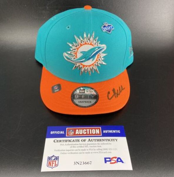 NFL - Dolphins Chris Bell Signed Hat With 2026 Draft Pin