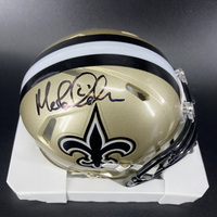 HOF - Saints Morten Andersen Signed Mini Helmet with HOF 17 Inscription