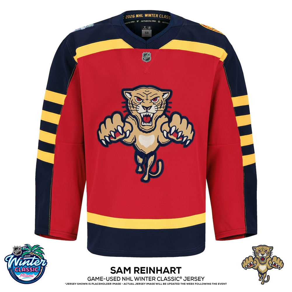 Sam Reinhart Florida Panthers #13 2026 NHL Winter Classic Game-Used Red Jersey - Worn During the 1st Period on January 2, 2026 - Size 56