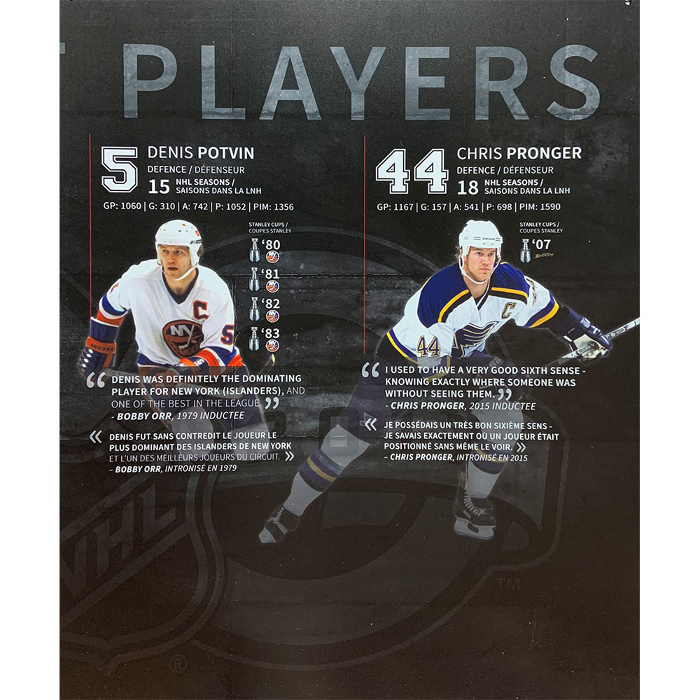 Denis Potvin & Chris Pronger NHL 100 Greatest Players Display - Once on Exhibit in the Hockey Hall of Fame