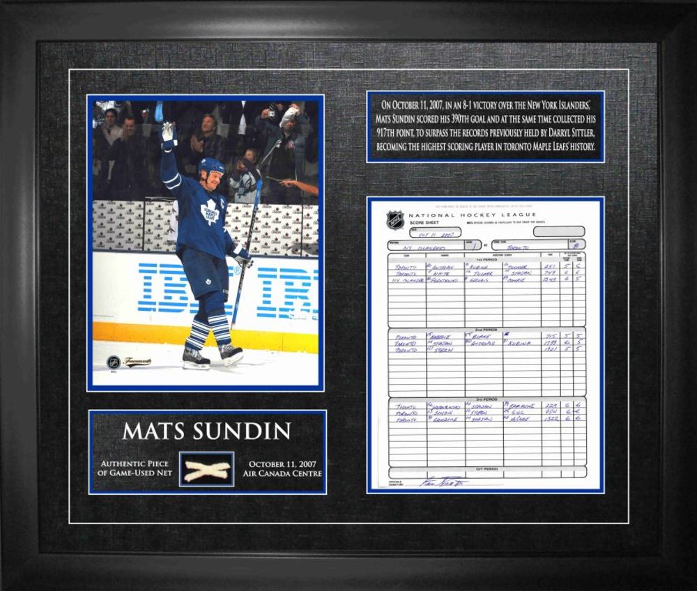 Mats Sundin - Framed Scoresheet, Photo & Net Maple Leafs All-Time Scoring Leader