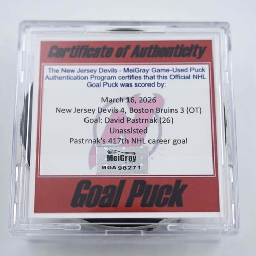 Image of Pastrnak, David - Boston Bruins - March 16, 2026 at New Jersey Devils (Devils Logo)