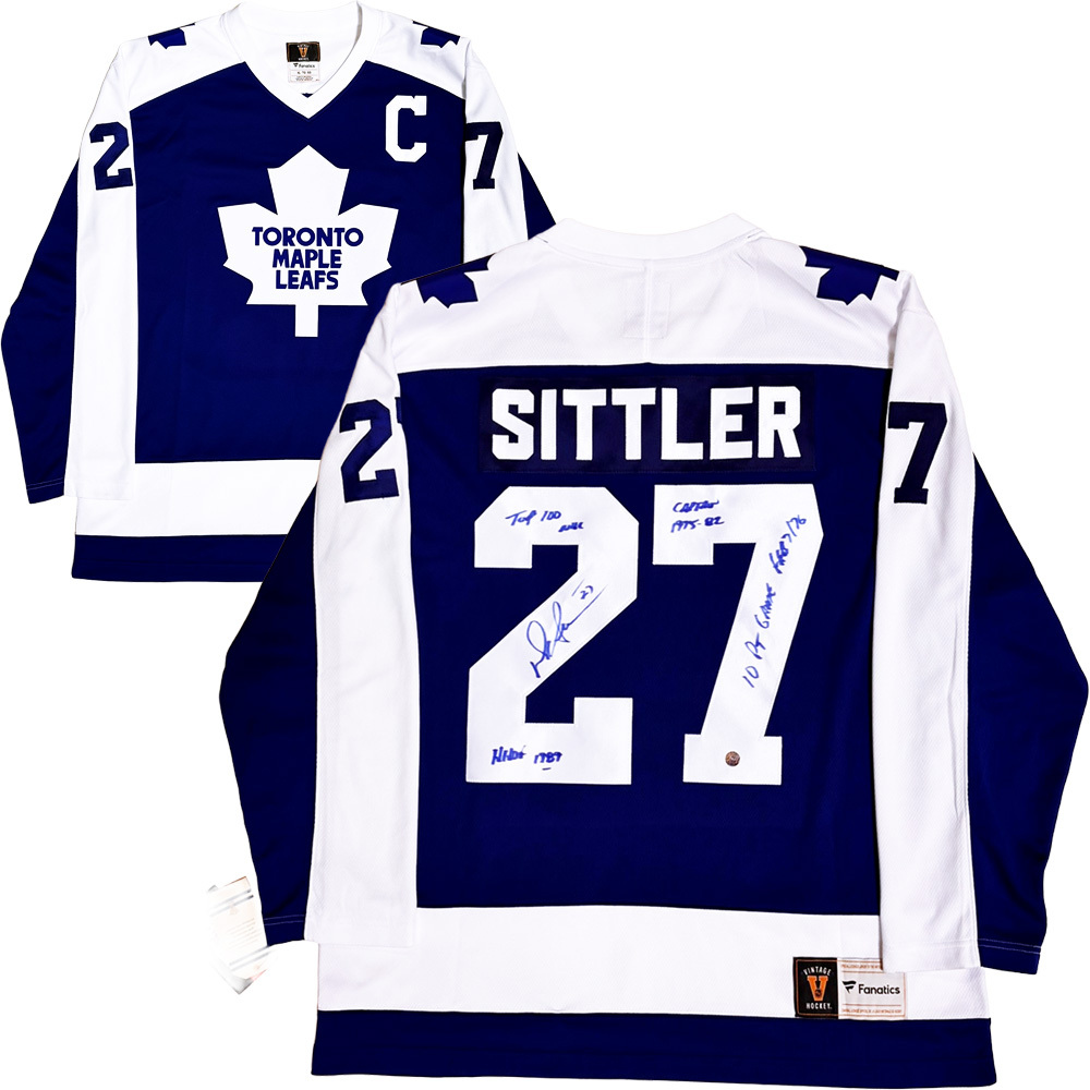Darryl Sittler Autographed Toronto Maple Leafs Heritage Jersey w/Multiple Inscriptions