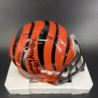 HOF - Bengals Anthony Munoz Signed Mini Helmet with HOF 98 Inscription