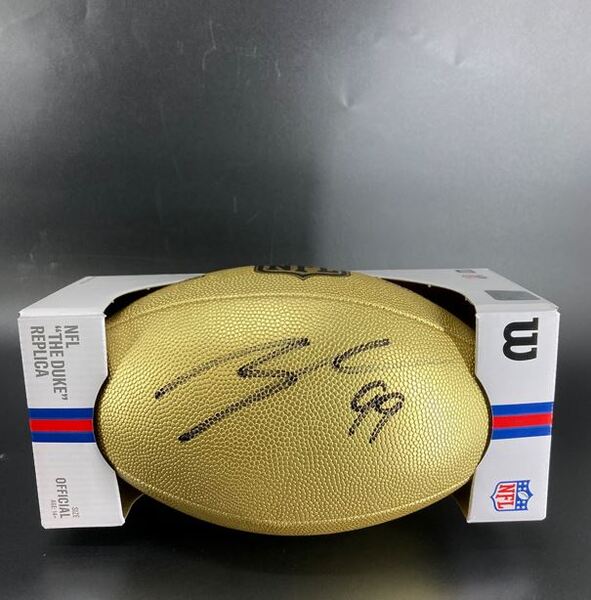 NFL - Broncos Zach Allen Signed Gold Composite Football