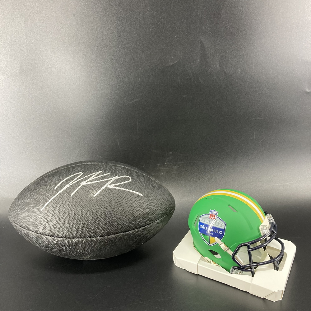 Sao Paulo - Chiefs Jalen Royals Signed Black Composite Silver Series Football + Sao Paulo Game Mini Helmet (unsigned)